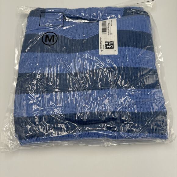 Color-Block Pullover Sweater Womens Size Medium Blue Lightweight Casual Stripes - Picture 2 of 5